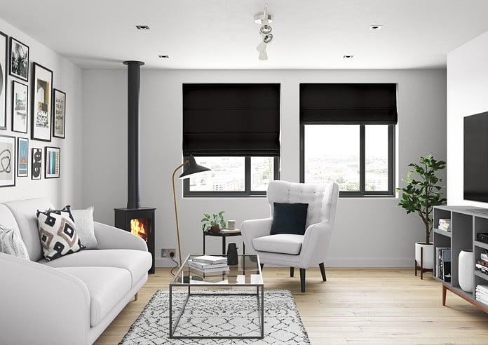 Faux Suede, Black - Twist&Fit Roman Blind - Image 5